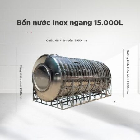 Bồn nước Inox 15000L Việt Anh ngang (Φ2200)